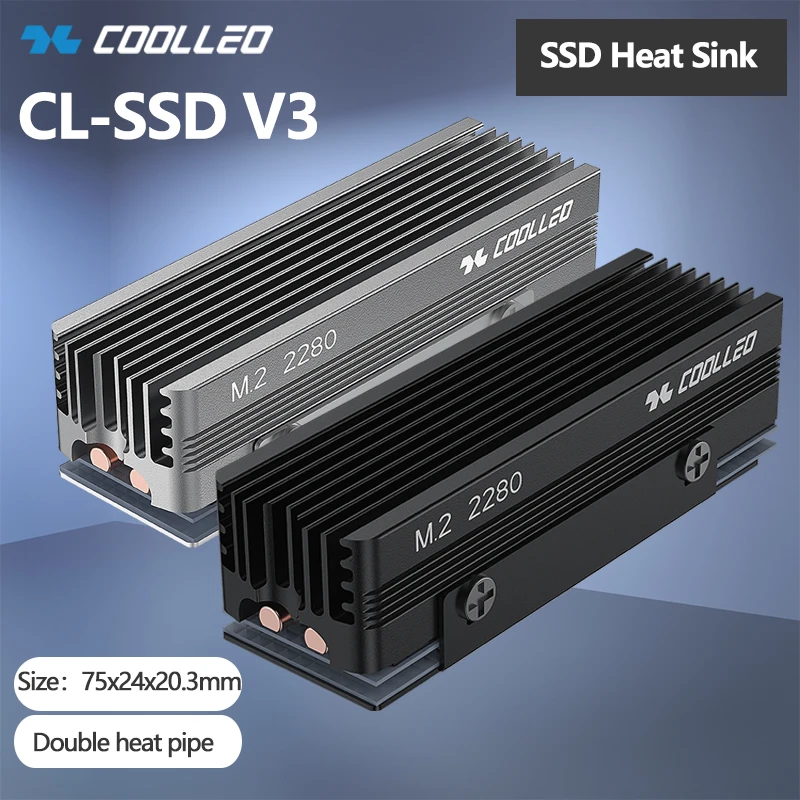 TEUCER M.2 NVMe 2280 SSD 방열판 양면 SSD 열 패드가 있는 이중 구리 튜브 고효율 라디에이터