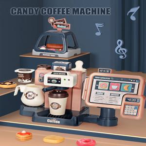41개 구성 어린이 3in1 커피 머신 세트, 조명과 소리 효과가 있는 역할놀이 장난감, 수동 물 배출구 포함, 남아 여아 선물