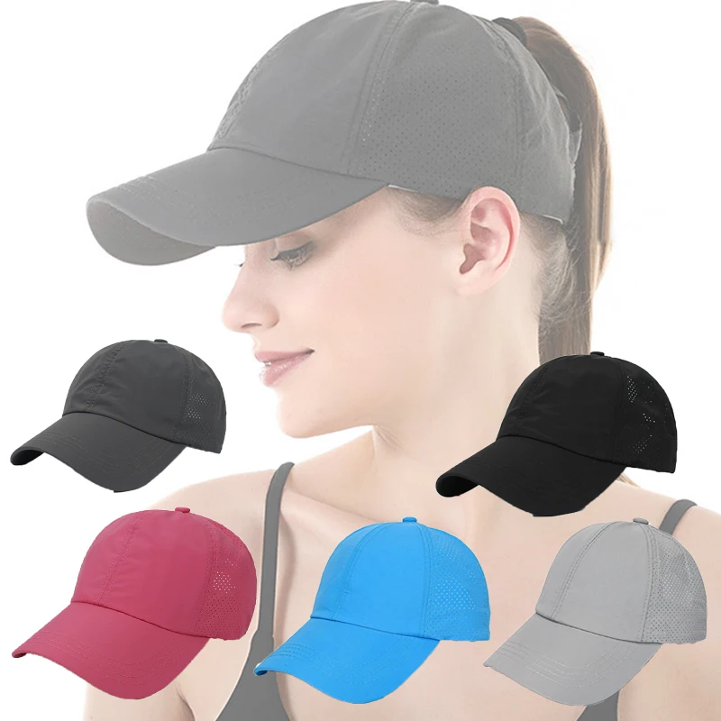 여름 새로운 크로스 포니 테일 모자 여성 스포츠 야구 모자 유행 캐주얼 솔리드 컬러 duckbill 모자