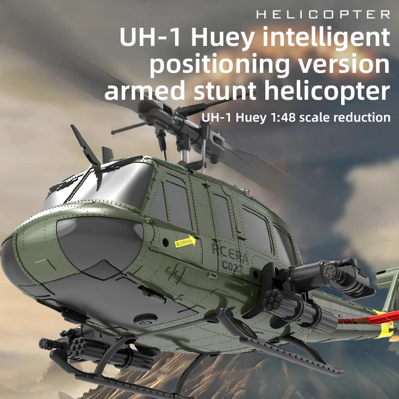 C032 UH-1 브러시리스 RTF RC 헬리콥터 6 축 자이로 스코프 원 클릭 3D 플립 광학 흐름 포지셔닝 UH1 헬리콥터 모델 취미 장난감