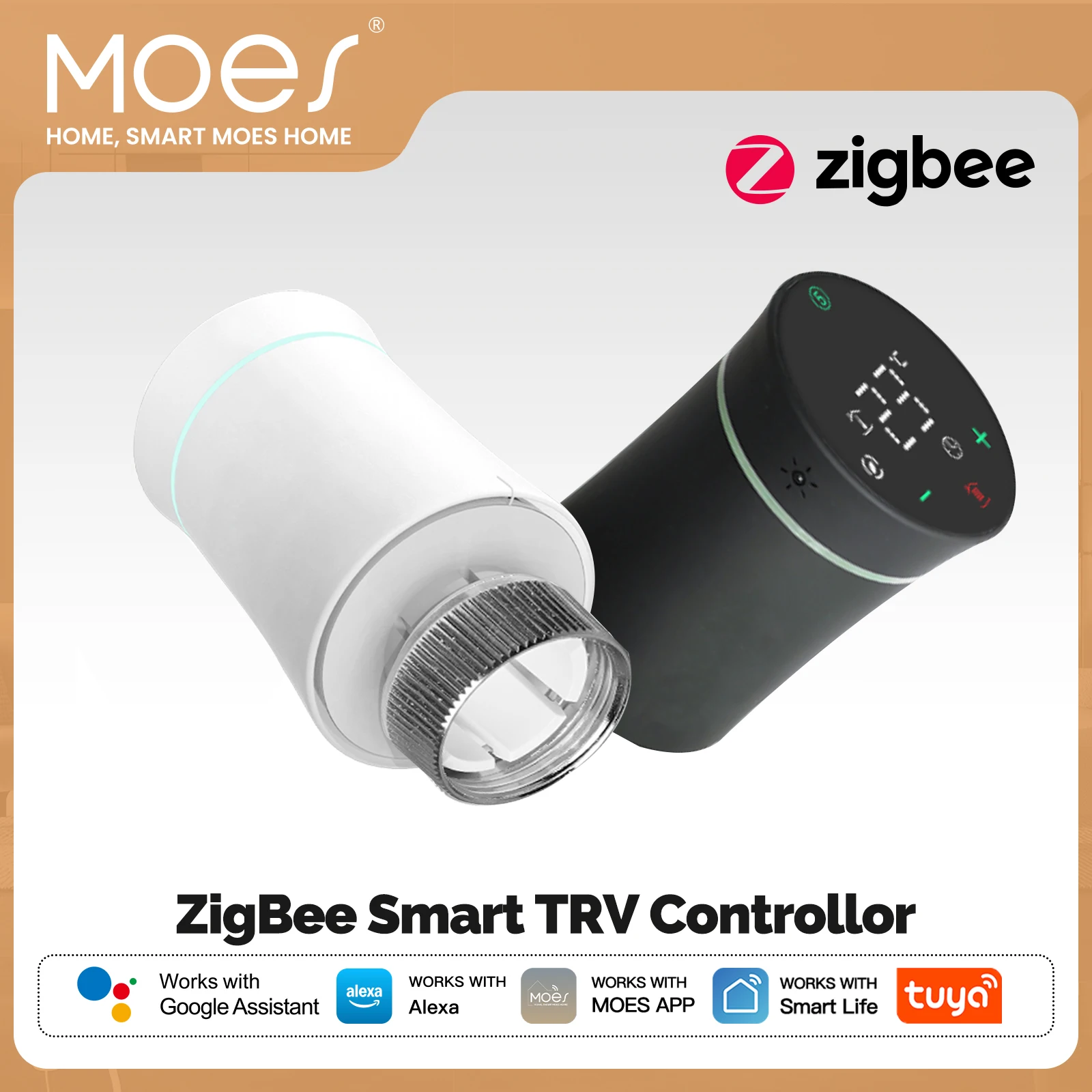 MOES 투야 ZigBee3.0 신형 라디에이터 액추에이터 밸브 스마트 프로그래머블 온도 조절기 히터 TRV 알렉사 음성 제어 포함