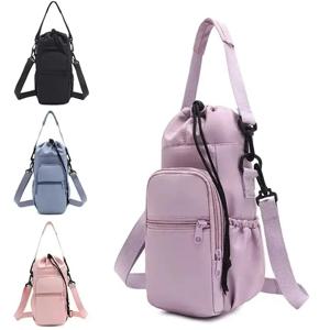 조절 가능한 스트랩이 있는 휴대용 물병 가방 열 머그컵 절연 보호 커버 전화 포켓 야외 스포츠 여행 가방