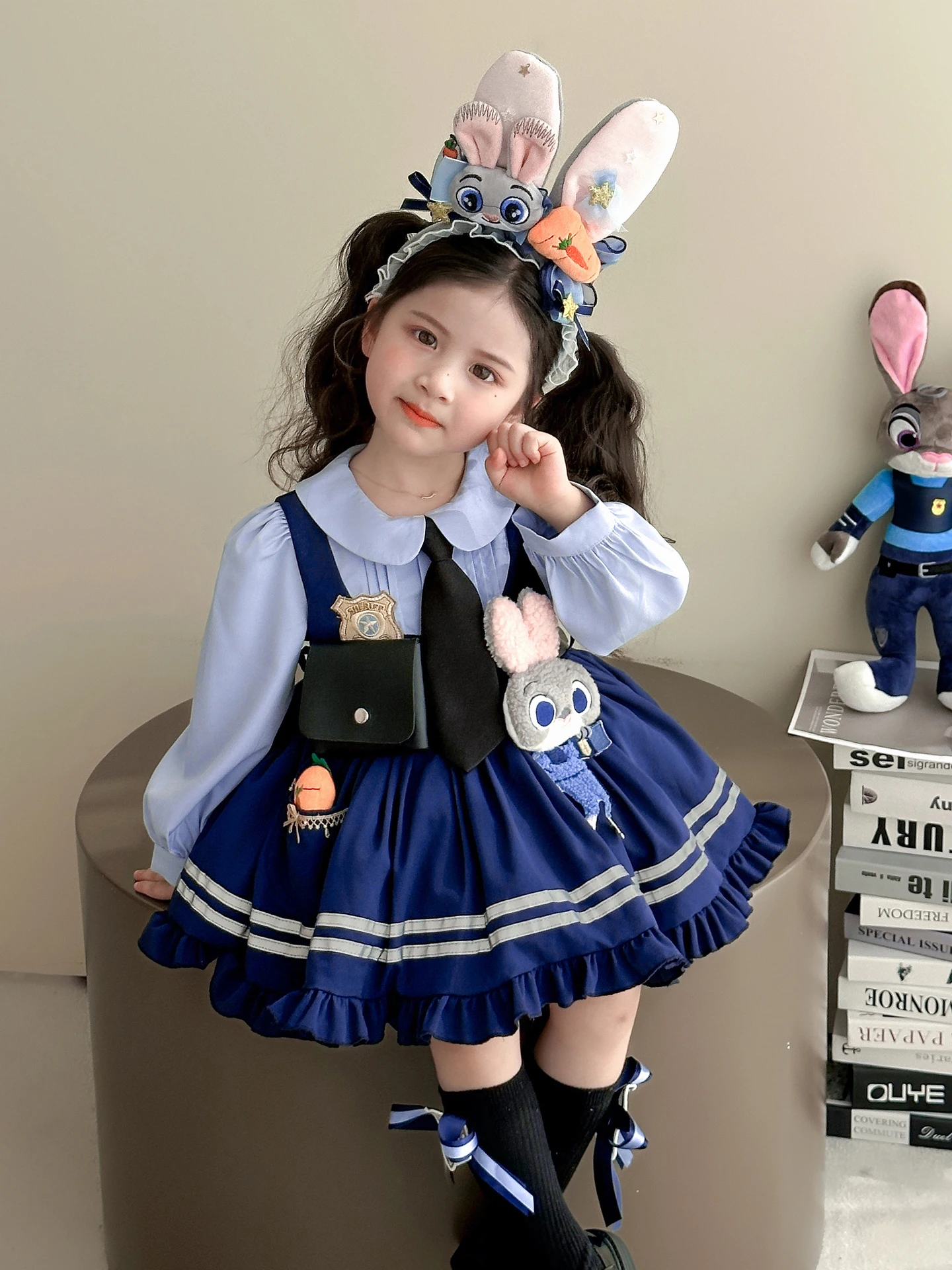 가을 옷 주디 토끼 경찰관 드레스 어린이 가을 로리타 아기 코스프레 공주 스커트 소녀 드레스