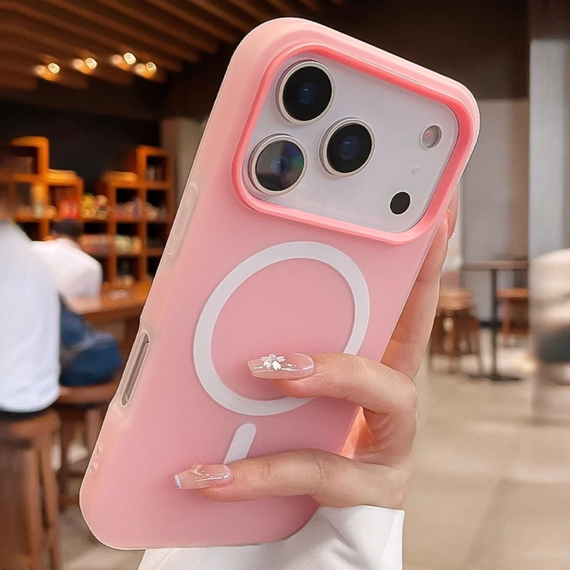 럭셔리 2 IN 1 자석 충격 방지 케이스 아이폰 17 프로 맥스 에어 16 15 14 플러스 13 12 11 액체 실리콘 맥세이프 범퍼 커버