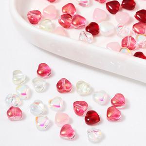 20pcs 다채로운 사랑 심장 비즈 오로라 유리 스페이서 비즈 DIY 목걸이 팔찌 펜던트 쥬얼리 액세서리 만들기