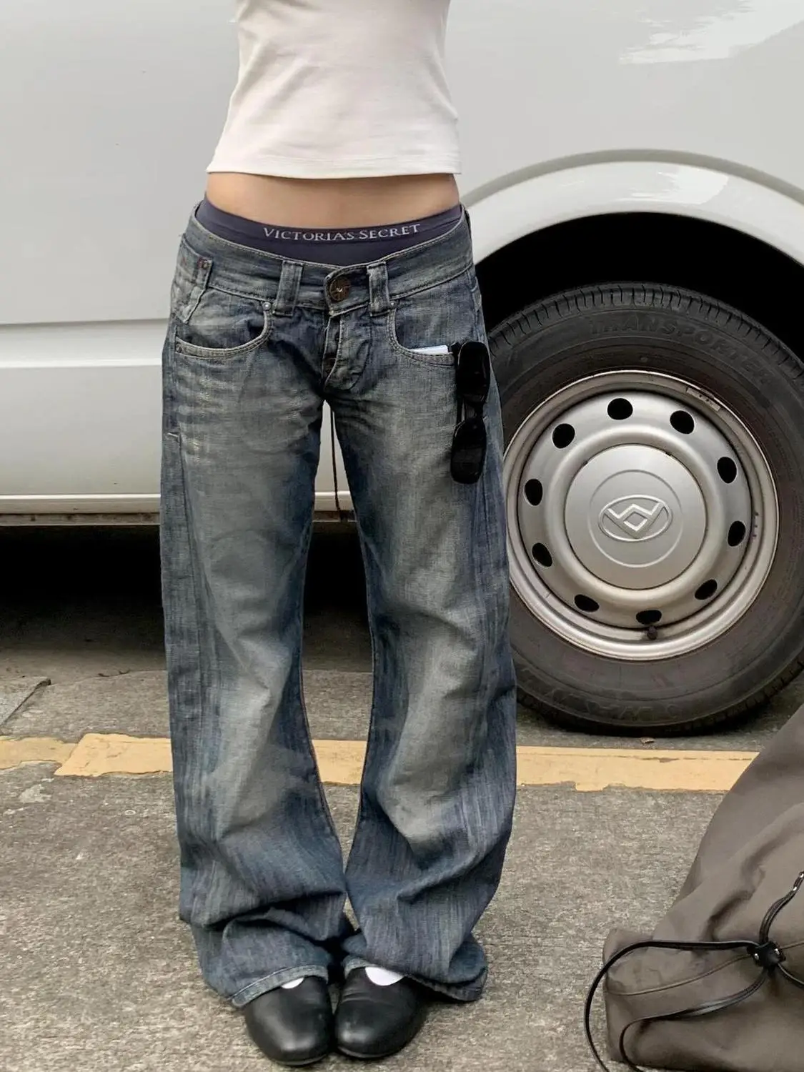 2025 가을 여성용 블루 Y2K 배기진 하라주쿠 일본 2000년대 스타일 데님 바지 미국 빈티지 청바지 트래시 의류