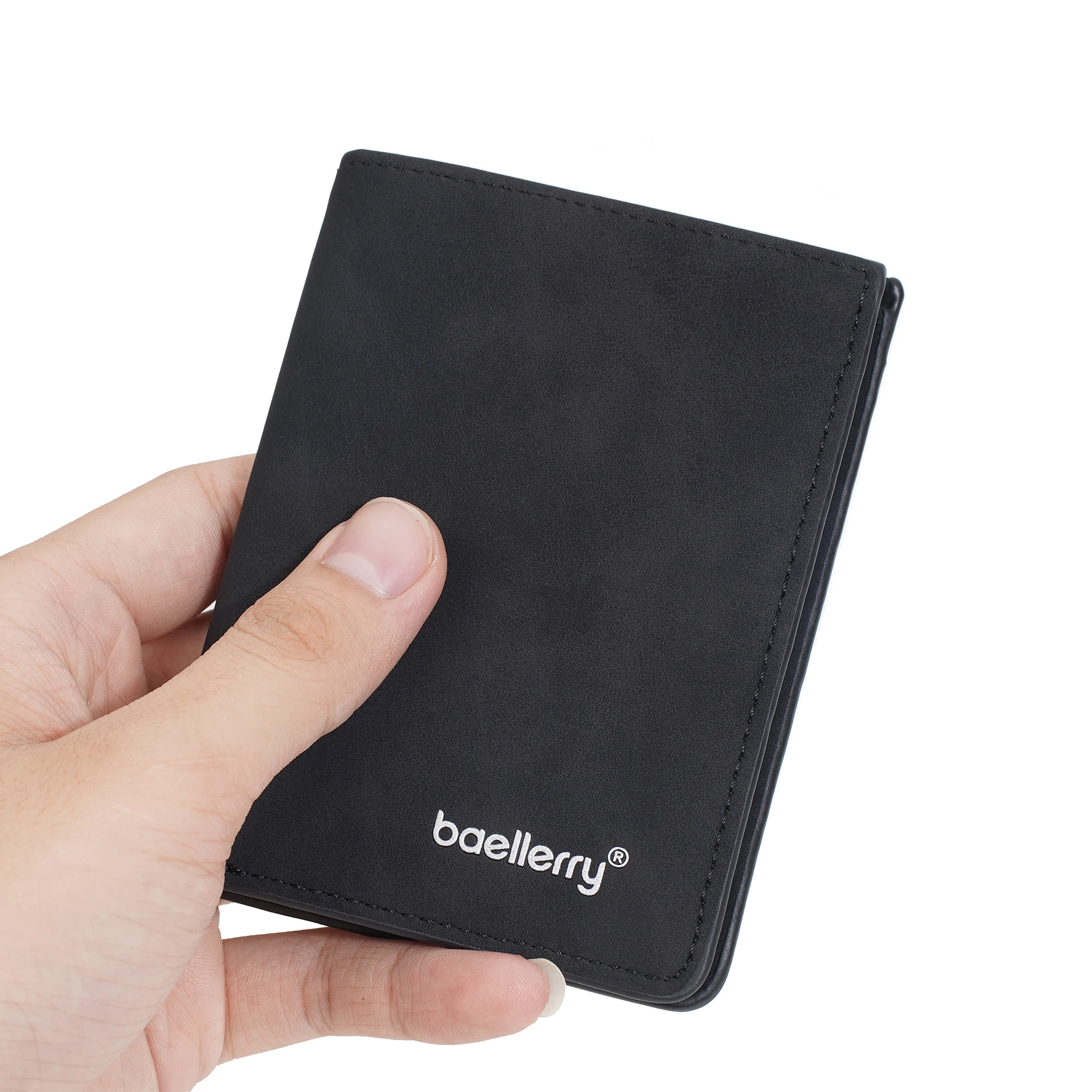 1Pc/Baellerry 패셔너블 남성용 짧은 지갑, 도난 방지 디자인, 컴팩트한 이중 접이식 스타일, 남성용 RFID 도난 방지 지갑, 슬림하고 심플한 레트로 지갑