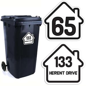 4개/시트 집 모양 맞춤형 거리 이름 및 번호 DIY 쓰레기통 스티커 자가 접착 방수 개인 맞춤형 비닐 데칼