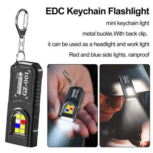키 USB 충전식 LED 미니 손전등 휴대용 테일 자석 손전등 초강력 캠핑 랜턴 측면 COB 비상등