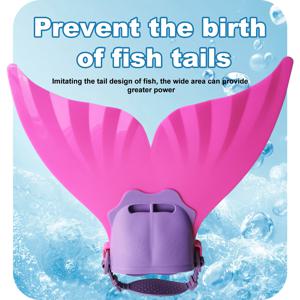 조절 가능한 인어 실리콘 핀 수영 훈련 및 해변용, 부드러운 바디 하드 핀, 3개의 미끄럼 방지 그립, 어린이용 사진 촬영 코스프레 용품