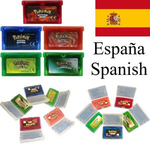 스페인 GBA 게임 포켓몬 시리즈 32비트 비디오 게임 카트리지 콘솔 카드 포켓몬 에메랄드 파이어레드 루비 리프그린 사파이어