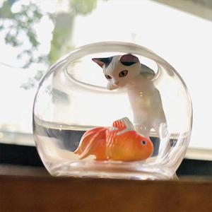 신제품 입고! 금붕어 고양이 블라인드 박스, 물고기 잡기 세 가지 꽃 고양이, 검은 고양이, 트렌디한 데스크탑 장식품 선물