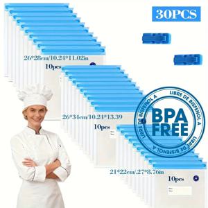 30개 식품 진공 지퍼 실러 백 - 3가지 크기, 내구성 및 식품 등급, 고기, 베이킹, 야채의 신선도를 유지