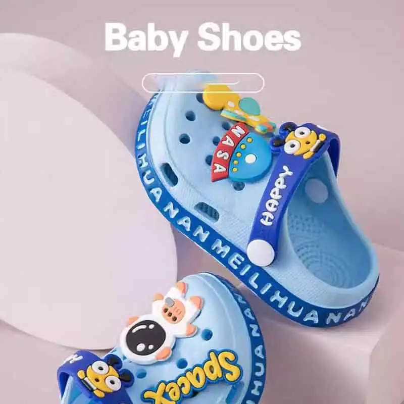 어린이용 오픈토 샌들 실내 안전 슬리퍼 미끄럼 방지 소프트 솔 클로그 슈즈 EVA 초경량 남아 여아 유아용