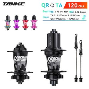 TANKE 120 클릭 허브 6 베어링 MTB 산악 자전거 허브 앞뒤 28 32 36홀 QR 쓰루 액슬 디스크 브레이크 자전거 허브 12단