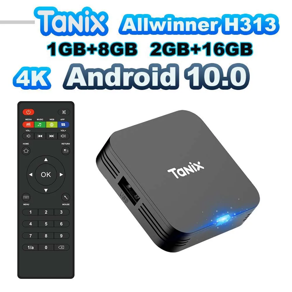 Tanix TX1 안드로이드 TV 박스 올위너 H313 쿼드 코어 2.4G 와이파이 미니 스마트 TV 박스 DC 5V 2A 전원 공급