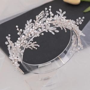 여성을위한 크리스탈 진주 머리띠 티아라 라인 석 헤어 밴드 미인 대회 파티 신부 웨딩 헤어 액세서리 쥬얼리 머리띠 선물