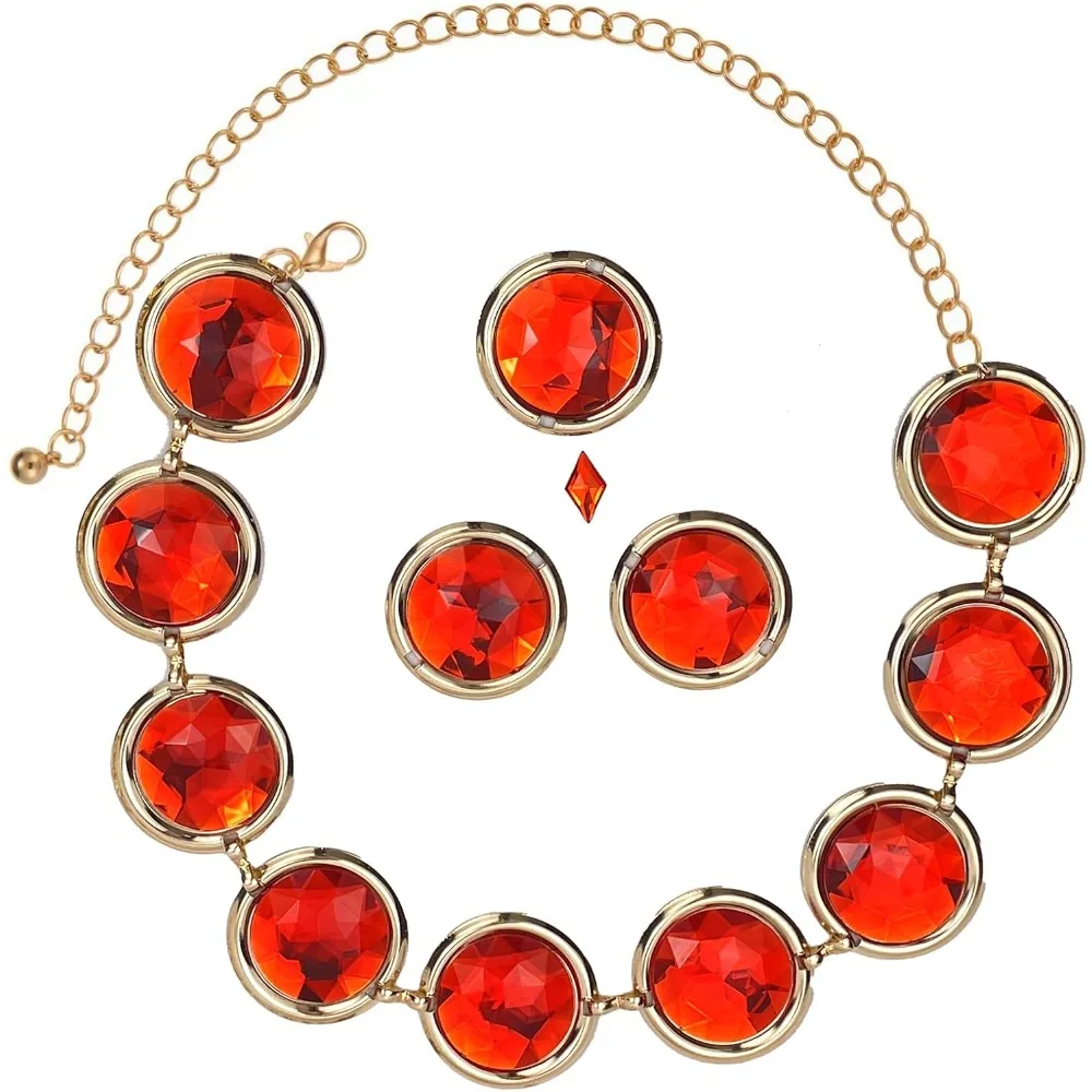 5 Pcs 여성 애니메이션 코스프레 허리 벨트 레드 보석 벨트 스톤 체인 할로윈 의상 액세서리