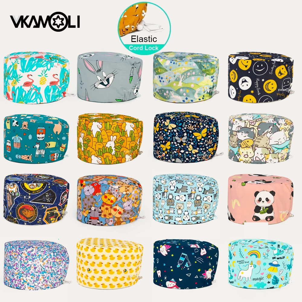 긴 머리를 가진 여의사, 간호사를 위한 방진모자, 미용실, 애완동물병원용 수술모자 등.