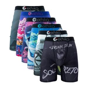 ETHIKA 6Pcs 남성 속옷 복서 통기성 남자 수영 속옷 플러스 사이즈 인쇄 남성 팬티 트렁크 섹시한 남자 Boxershorts