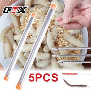 FTK 지렁이 후크 바늘 스테인레스 스틸 지렁이 가스 바늘 휴대용 중공 낚시 웜 관통 드릴러 물고기 도구
