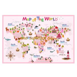 핑크 카톤 세계지도 포스터 크기 벽 장식 세계의 대형지도 140x93cm 방수 캔버스지도 어린이 침실