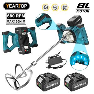 마키타 18V 배터리용 6단 변속 브러시리스 전기 콘크리트 믹서 패들 믹스 무선 시멘트 모르타르 플라스터 블렌더 페인트 믹스 로드