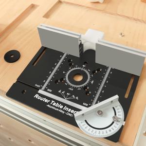 알루미늄 합금 전기 목재 밀링 역방향 플레이트 세트, 밀링 테이블 삽입 플레이트 멀티 앵글 MM&IN 스트로크 스케일 주석