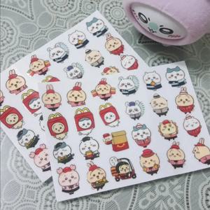치이카와 패스트푸드 테마 전사 스티커 – 귀여운 우사기 하치와레 크리스탈 데칼 DIY 스크랩북 휴대폰 노트북 저널 장식