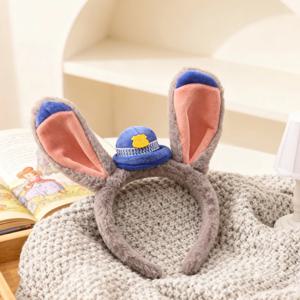 주토피아 머리띠 귀여운 토끼 경찰관 헤어 액세서리 어린이 공연용 헤드웨어 놀이공원 사진 촬영용 헤드웨어 선물