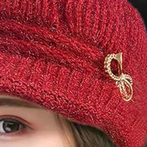 겨울 따뜻한 모자 니트 모자 캐주얼 패션 엄마 모자 할머니 모자 플러시 두꺼운 양털 안감 따뜻한 양모 크리스마스 선물