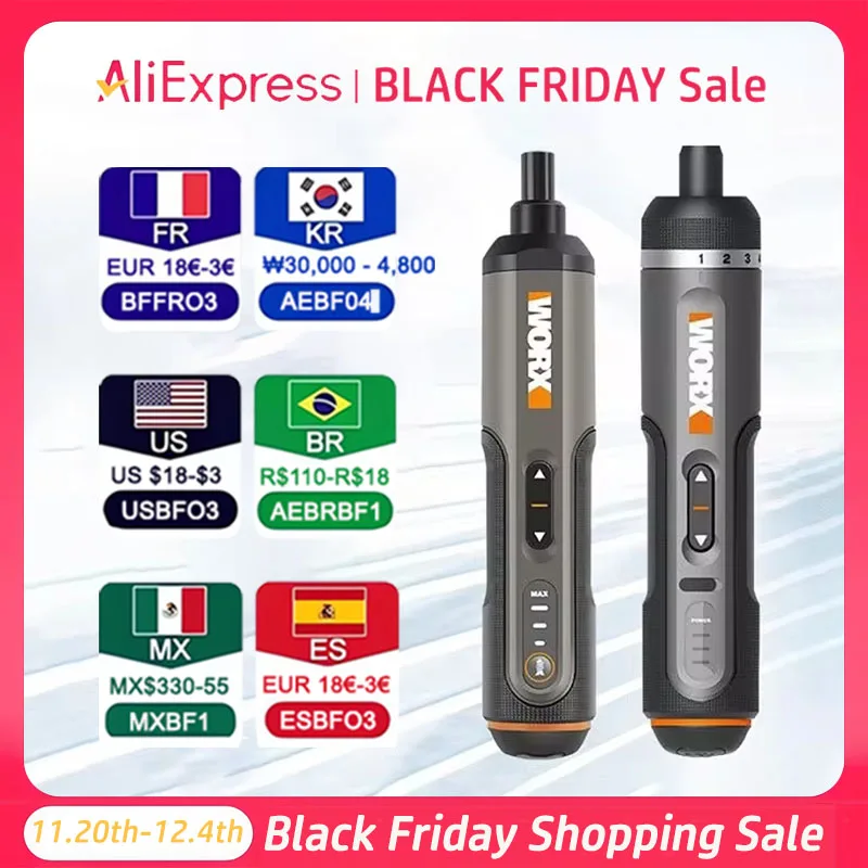 Worx WX242/WX240.7/WX240/WX106 전기 스크루 드라이버 세트 지능형 무선 드릴 스크루 드라이버 USB 충전 전동 공구