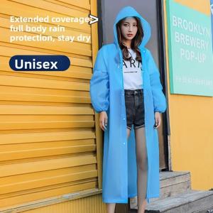 남녀 성인용 두꺼운 재사용 가능 EVA 우비 - 학생, 하이킹, 여행 및 래프팅용 긴 기장