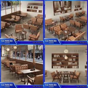 빈티지 스타일 카페 라운지 의자 세트 상업용 바 티샵 리셉션 좌석 소파 식당 가구