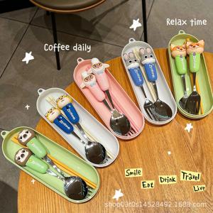 주토피아 주디 닉 304 스테인리스 스틸 스푼 포크 세트 가정용 합금 젓가락 국자 귀여운 주방용품