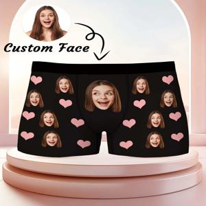 남성용 맞춤 발렌타인데이 팬티, 개인 맞춤 남성 속옷, 재미있는 얼굴이 있는 맞춤 팬티, 남자친구/남편을 위한 선물