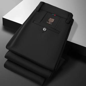 남성용 신상 루즈핏 스트레이트 엘라스틱 정장 바지, 비즈니스 호랑이 머리 서양 스타일, 사계절용, 캐주얼 & 정장 착용