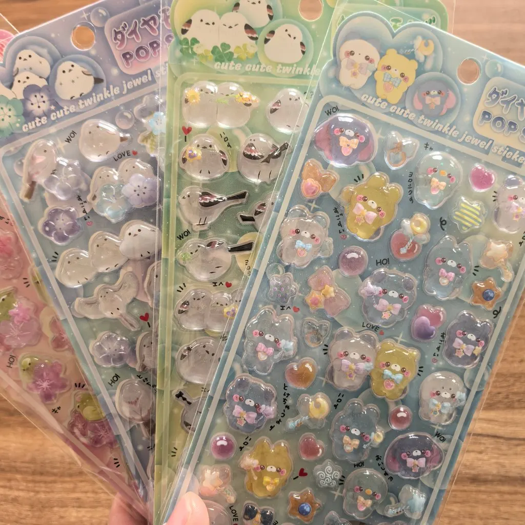 4개/세트 반짝이는 크리스탈 장식 스티커 - 저널 DIY 및 전화 케이스를 위한 귀여운 동물 및 꽃 장식 AnimeWorlds Store