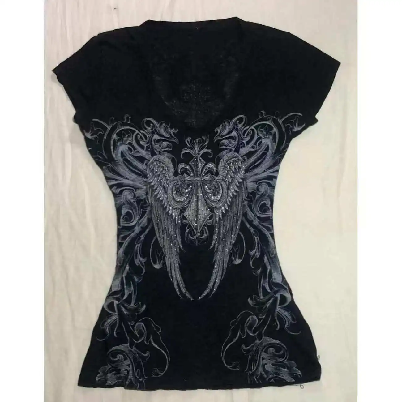 미국 Y2K 크롭탑 펑크 그래픽 티셔츠 스트리트 핫티 2000년대 의류 스위트 슬림 티 하라주쿠 여성 탑 고딕 셔츠 이모