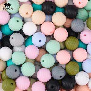 LOFCA 10pcs 15mm 벌집 실리콘 비즈 식품 학년 스레드 Teether DIY 나선형 젖꼭지 클립 비즈 목걸이 아기 Teether