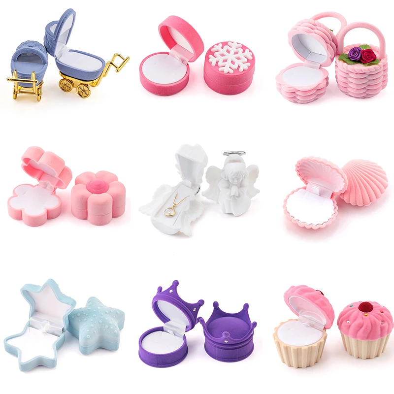 1 조각 사랑스러운 벨벳 보석 상자 컨테이너 결혼 반지 상자 귀걸이 목걸이 팔찌 디스플레이 선물 상자 홀더 16 스타일