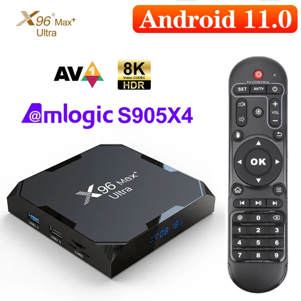 X96Max Plus Ultra TV 박스 안드로이드 11 Amlogic S905X4 4GB/32GB 4GB/64GB TV 박스 AV1 8K 와이파이 블루투스 X96 Max 미디어 플레이어 TV 셋톱 박스