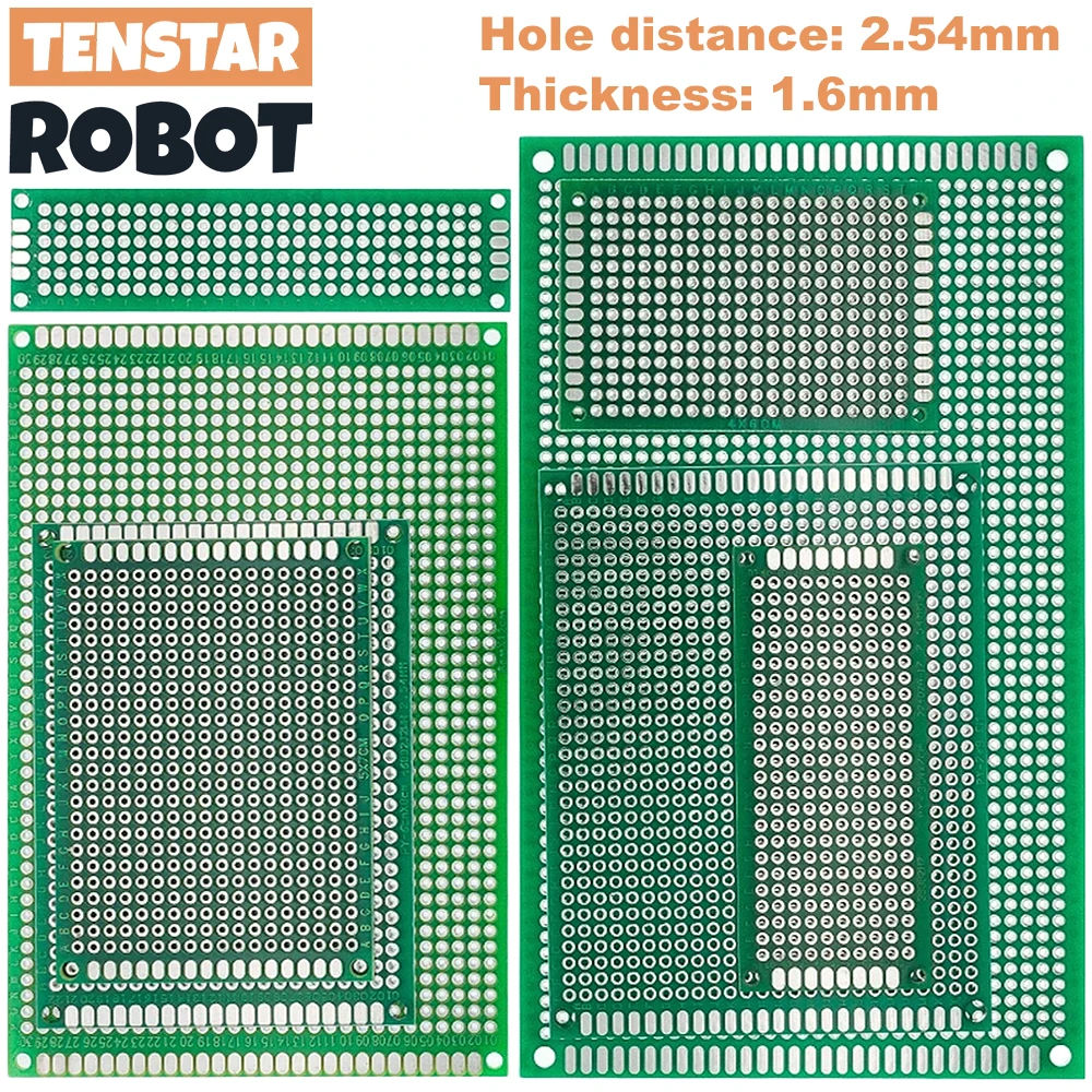 양면 PCB 2.54mm FR-4 7x9 6x8 5x7 4x6 3x7 2x8 12x8cm 9x15cm Diy 범용 인쇄 회로 PCB 보드 Protoboard 6*8 5*7