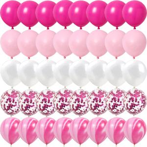 로즈 핑크 금속 라텍스 색종이 색종이 풍선 웨딩 장식 매트 글로브 새해 생일 파티 장식