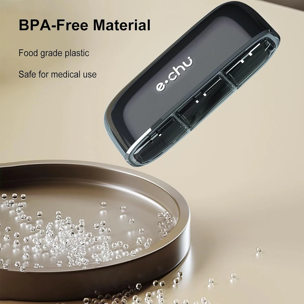 1개 3칸 알약통 BPA 프리, 하루 3회 복용 알약 정리함/휴대용 또는 지갑 보관용 비타민 알약 정리함