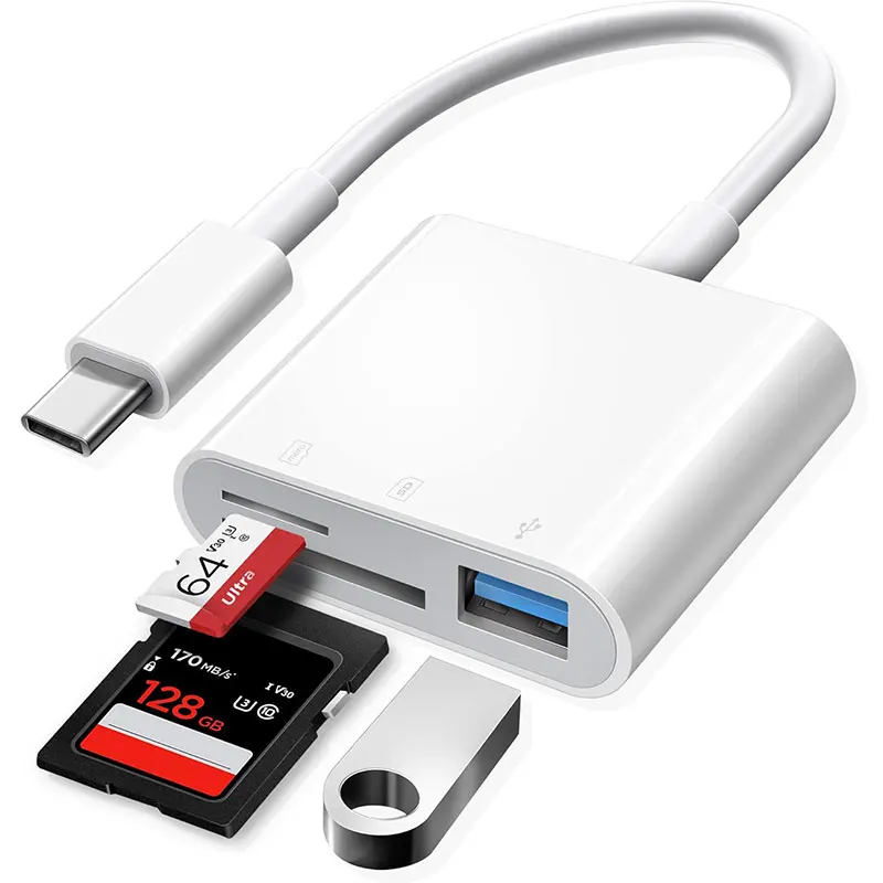 3 in 1 어댑터 타입-C, Tf, Cf, Sd, 메모리 카드 리더, 레코더, 컴팩트 플래시 USB-C, 프로, 맥북