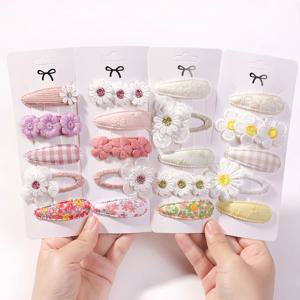 5 개/대 어린이 헤어 액세서리 BB 클립 Sweet Printe Hairbangs Hairclip Baby Girls Barrette Ins 스타일 데이지 머리핀 장식품