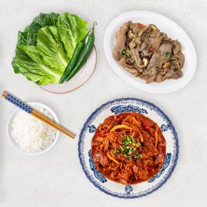 [꿀맛나는세상] 한돈 양념육 1kg (고추장 제육볶음 500g + 간장 불고기 500g)