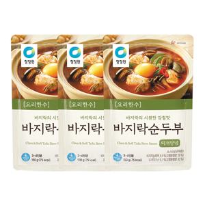 청정원 요리한수 바지락순두부찌개양념 150g 3개