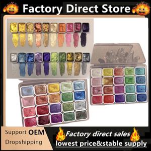 20가지 색상의 진주빛 수채화 세트 금속성 수채화 물감 세트 아티스트 학생들을 위한 반짝이는 진주빛 수채화